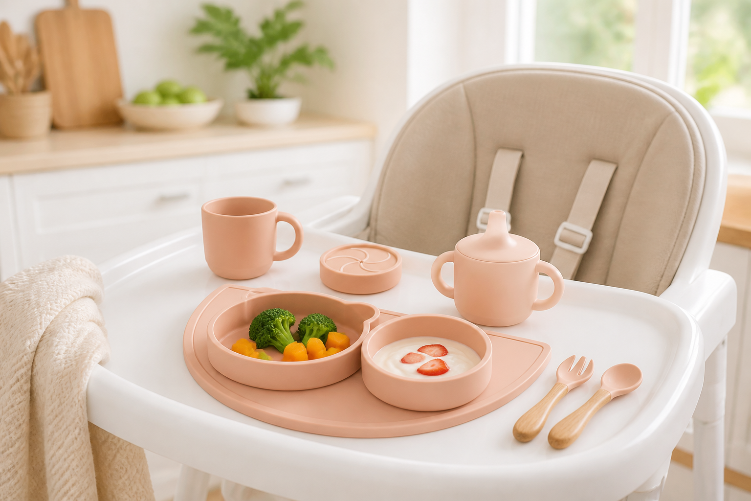 Boopkin Befog Silicone Feeding Set — inline mealtime
