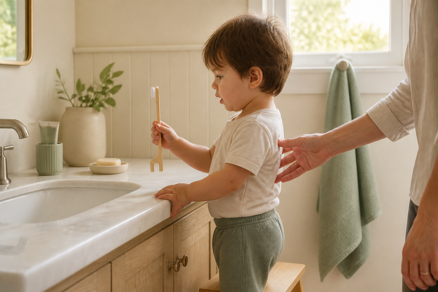 Boopkin Giraffe Bamboo Toothbrush — inline routine